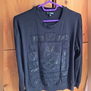 Wilfred Free Women's Black Appliqued Embroidered Mayhem Long Sleeve Tee S